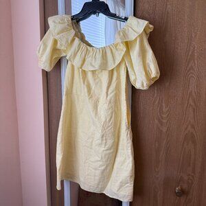 Yellow Puff-Sleeve Dress